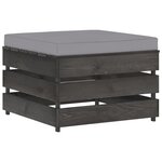 vidaXL Salon de jardin 5 Pièces avec coussins Bois imprégné de gris