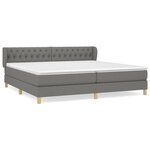 vidaXL Lit à sommier tapissier avec matelas Gris foncé 200x200cm Tissu