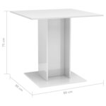 vidaXL Table de salle à manger Blanc brillant 80x80x75 cm Aggloméré