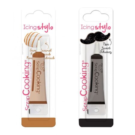 2 stylos de glaçage - caramel et noir