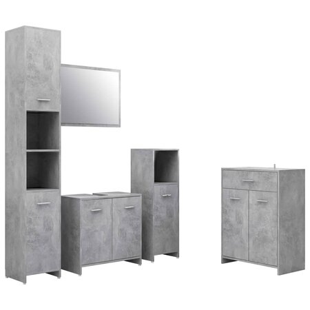 vidaXL Ensemble de meubles de salle de bain 4 Pièces Gris béton
