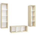 vidaXL Ensemble de meuble TV 3 Pièces Blanc et chêne sonoma Aggloméré
