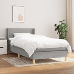 vidaXL Lit à sommier tapissier et matelas Gris clair 90x190 cm Tissu