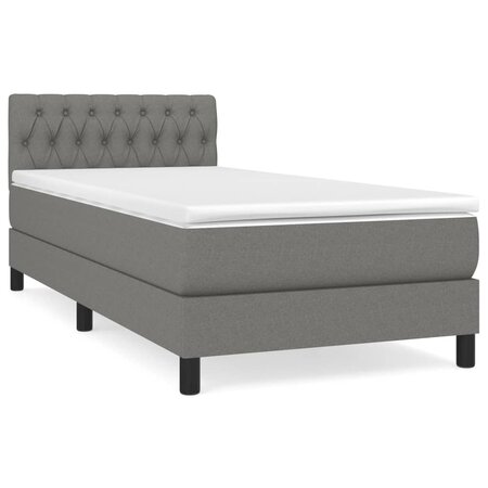 vidaXL Lit à sommier tapissier avec matelas Gris foncé 100x200cm Tissu