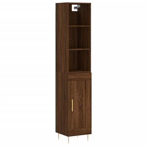 vidaXL Buffet haut Chêne marron 34 5x34x180 cm Bois d'ingénierie