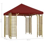 vidaXL Belvédère 3x3 m Bordeaux