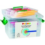 PRIMO 615PEN120 Feutres super-lavables, pointe fine, en mallette scolaire avec 4 compartiments, 120 pieces, 12 couleurs.