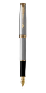 PARKER Sonnet Stylo plume acier inoxydable Plume fine encre noire Coffret cadeau