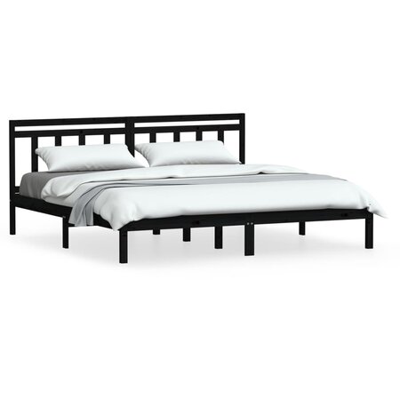 vidaXL Cadre de lit Noir Bois massif 180x200 cm Super King