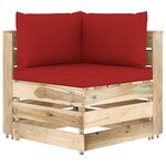vidaXL Salon de jardin 6 Pièces avec coussins Bois imprégné de vert