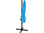 Parasol jardin déporté "Soleil" - Carré - 2.5 x 2.5 m - Bleu + Housse de protection