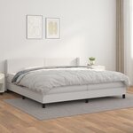 vidaXL Lit à sommier tapissier avec matelas Blanc 200x200cm Similicuir