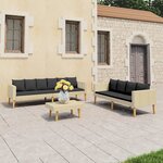 vidaXL Salon de jardin 3 Pièces avec coussins Résine tressée Beige
