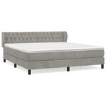 vidaXL Lit à sommier tapissier et matelas Gris clair 180x200cm Velours
