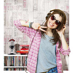 Urban Friends & Coffee Papier peint Planche de bois Mots Beige et rose