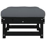 vidaXL Repose-pieds de jardin et coussins 2Pièces noir bois de pin massif