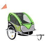 vidaXL Remorque à vélo et poussette pour enfants 2-en-1 Vert et gris