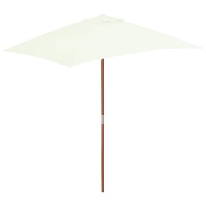 vidaXL Parasol avec mât en bois 150 x 200 cm Sable