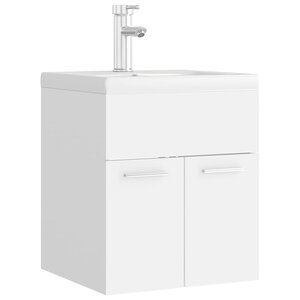 vidaXL Armoire d'évier avec lavabo intégré Blanc Aggloméré