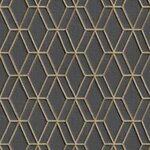 DUTCH WALLCOVERINGS Papier peint avec motif hexagonal Noir et doré