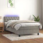 vidaXL Sommier tapissier et matelas et LED Gris clair 80x200cm Velours