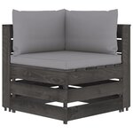 vidaXL Salon de jardin 6 Pièces avec coussins Bois imprégné de gris