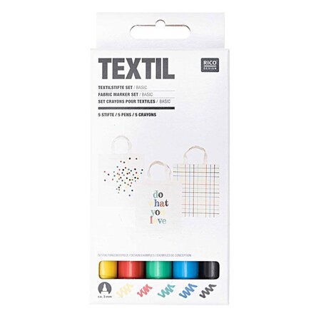 5 feutres pour textiles basic
