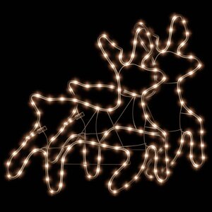 vidaXL Rennes de Noël avec LED 2 Pièces Blanc chaud 57x55x4 5 cm