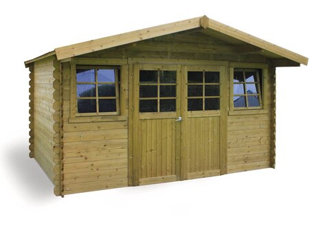 Abri jardin bois "Dole" - Modèle imprégné - 11.56 m² - 3.88 x 2.98 x 2.39 m - 28 mm