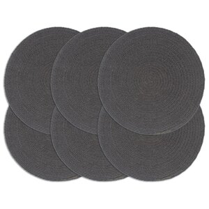 vidaXL Napperons 6 Pièces Gris foncé Plain 38 cm Rond Coton