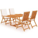 vidaXL Salon de jardin 5 Pièces avec coussins Bois de teck massif