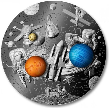 EXPLORATION OF SPACE De Doodle 3 onces argent monnaie 3000 Francs Cameroon 2022