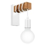 Eglo applique murale led townshend 1 lampe bois blanc et beige