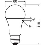 Osram ampoule led standard dépolie avec radiateur 10w=75 e27 froid