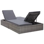 vidaXL Chaise longue double avec coussin Résine tressée Gris