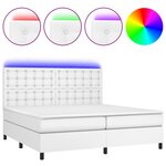 vidaXL Sommier tapissier et matelas et LED Blanc 200x200 cm Similicuir