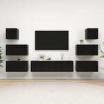 vidaXL Ensemble de meuble TV 8 Pièces Noir Aggloméré