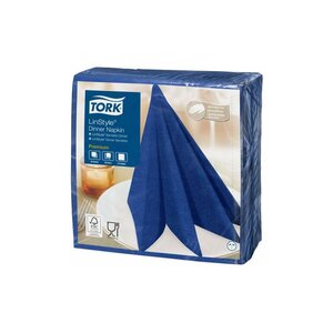 Serviettes de table textile LinStyle, jetables, pliage en 4, simple épaisseur, gaufrées, 39 cm - Bleu marine (paquet 50 unités)