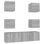 vidaXL Ensemble de meubles TV 6 Pièces Sonoma gris Bois d'ingénierie