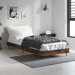 vidaXL Cadre de lit chêne fumé 75x190 cm bois d'ingénierie