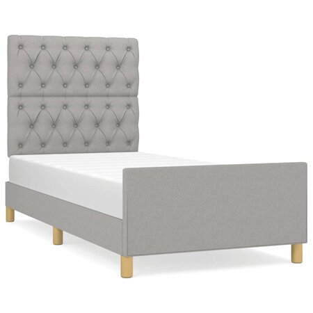 vidaXL Cadre de lit avec tête de lit Gris clair 80x200 cm Tissu