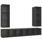 vidaXL Meubles TV muraux 4 Pièces Gris Aggloméré