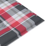 vidaXL Banc de jardin avec coussin à carreaux rouge 120 cm Teck massif