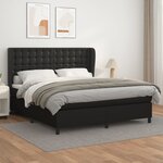 vidaXL Lit à sommier tapissier avec matelas Noir 180x200 cm Similicuir