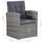 vidaXL Salon de jardin 6 Pièces avec coussins Résine tressée Gris
