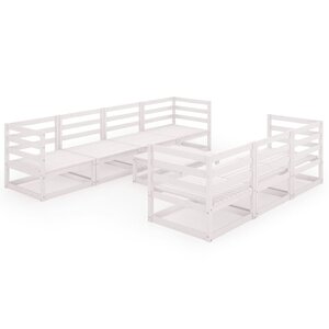 vidaXL Salon de jardin 8 Pièces Blanc Bois de pin massif