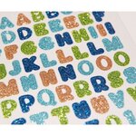 69 Autocollants - Alphabet - Tons bleus - Paillettes - 0 8 cm