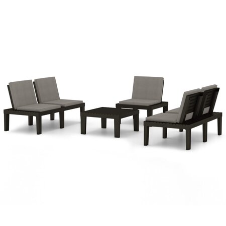 vidaXL Salon de jardin 4 Pièces avec coussins Plastique Gris
