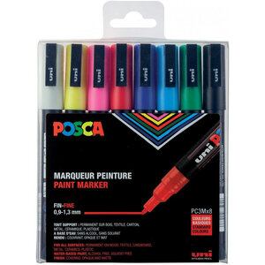 Marqueurs Posca PC3M Pointe conique fine 8 pièces