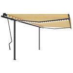 vidaXL Auvent manuel rétractable avec LED 4 5x3 5 m Jaune et blanc